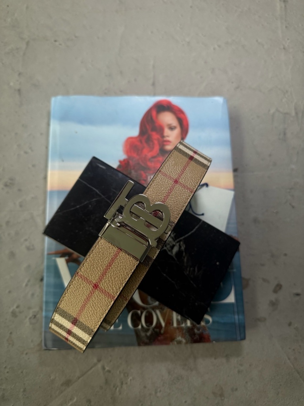 Authentic Burberry Men’s  Classic Plaid Belt Made In Italy Size 90